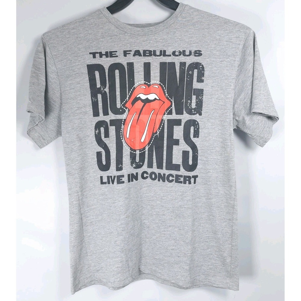 The Rolling Stones Youth Concert Tshirt Famous Tongue Size Large 14/16 Gray‎
